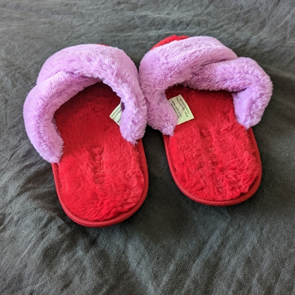 Kip&Co fluffy red & pink slippers, size 37/38 - Picture 5 of 6